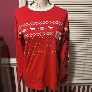 PINK Victoria's Secret Red and White Crewneck Sweater